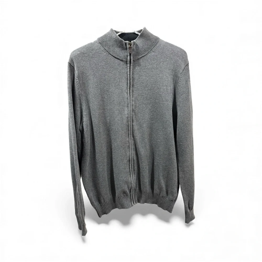 Men's Gray Full-Zip Sweater- M